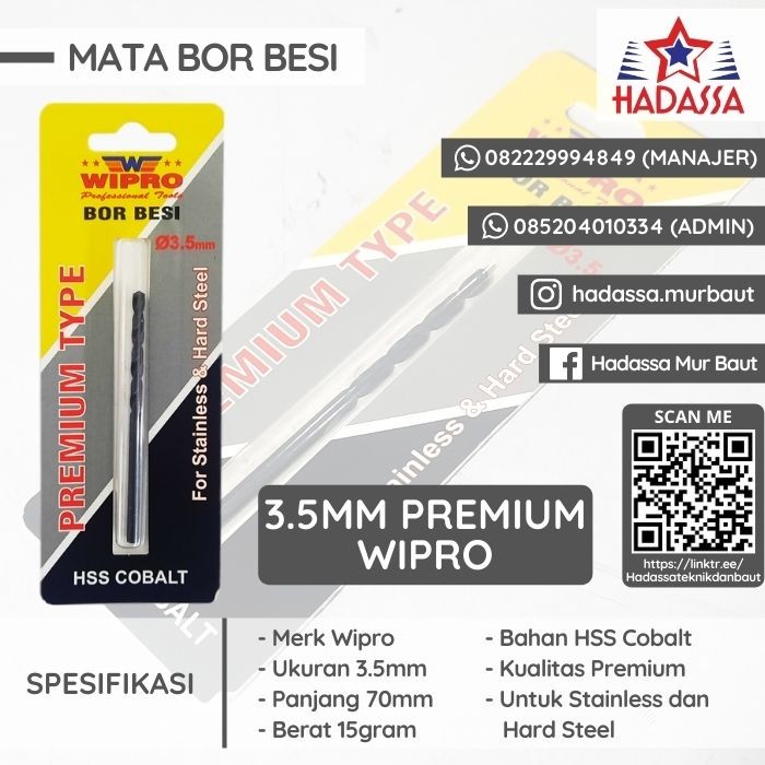 Mata Bor Besi 3koma5mm Premium Wipro