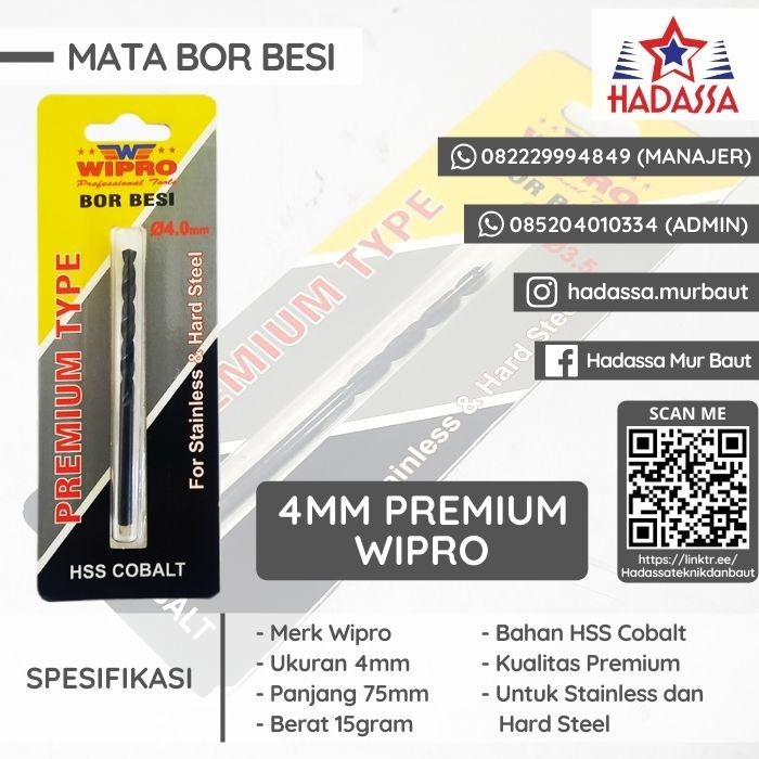 Mata Bor Besi 4mm Premium Wipro