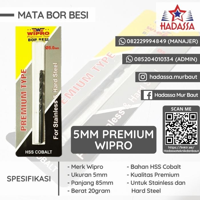 Mata Bor Besi 5mm Premium Wipro