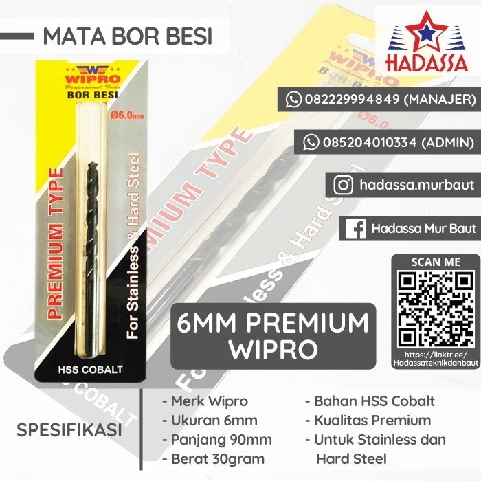 Mata Bor Besi 6mm Premium Wipro