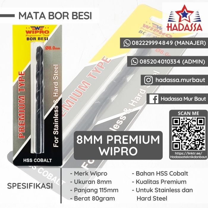 Mata Bor Besi 8mm Premium Wipro