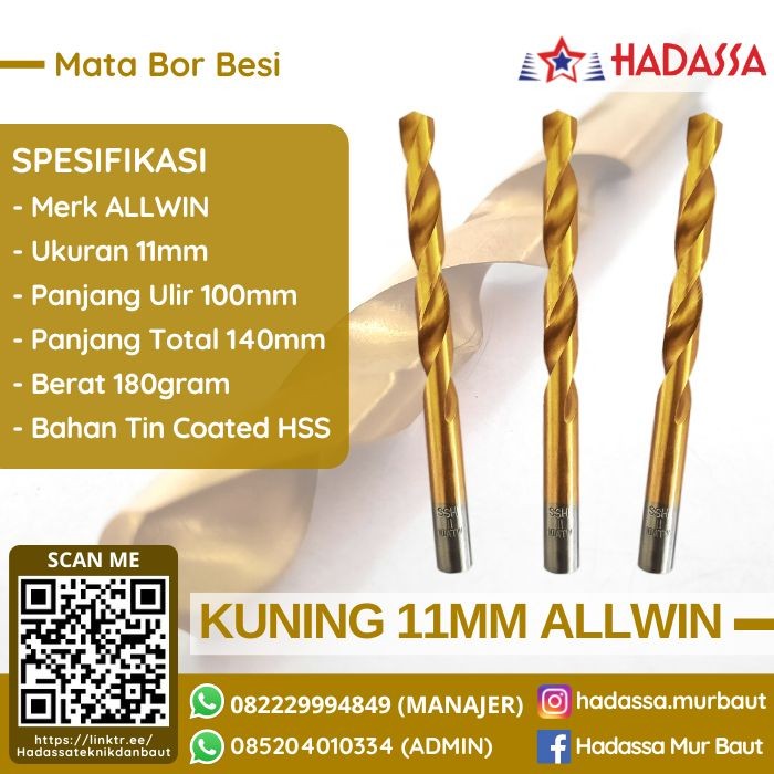 Mata Bor Besi Kuning 11mm ALLWIN