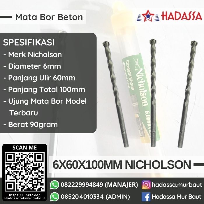 Mata Bor Beton 6x60x100mm Nicholson