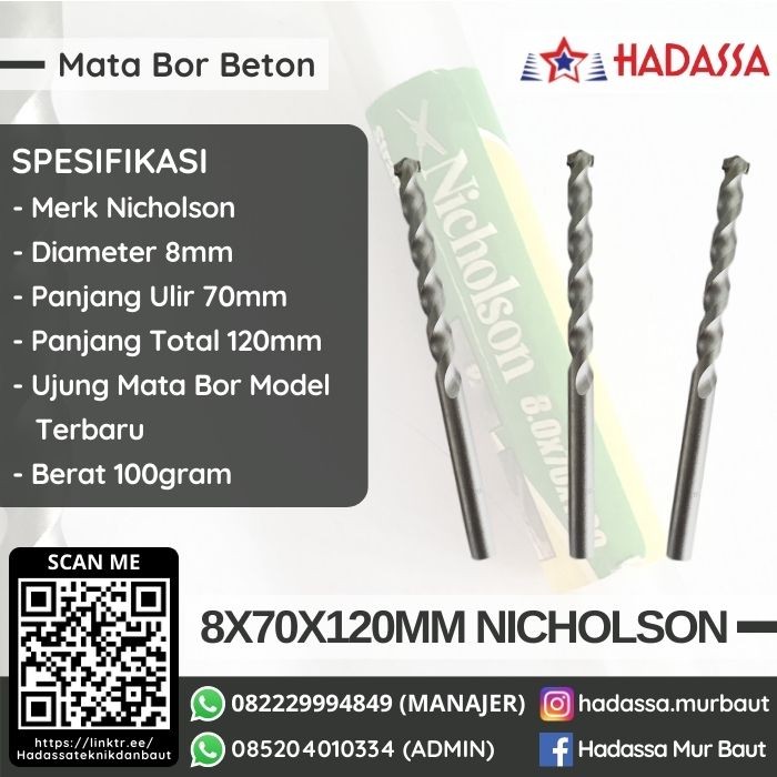 Mata Bor Beton 8x70x120mm Nicholson