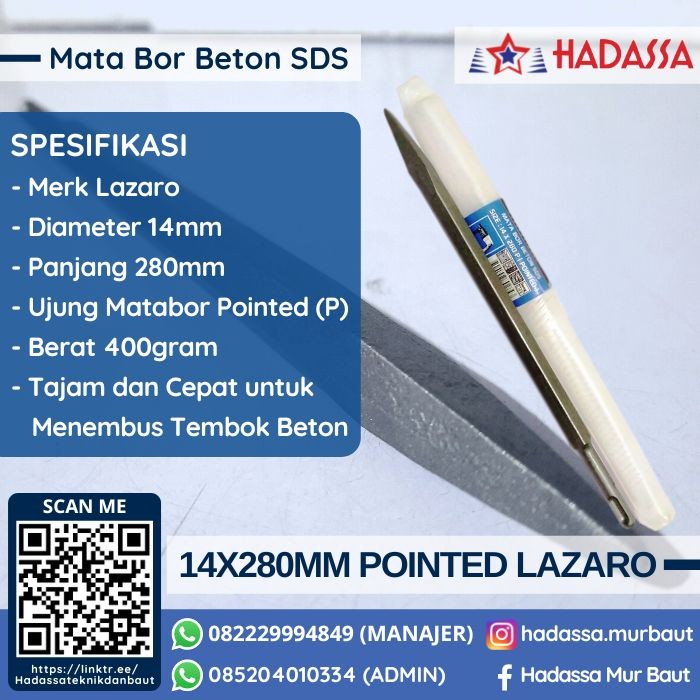 Mata Bor Beton SDS 14x280mm Pointed Lazaro