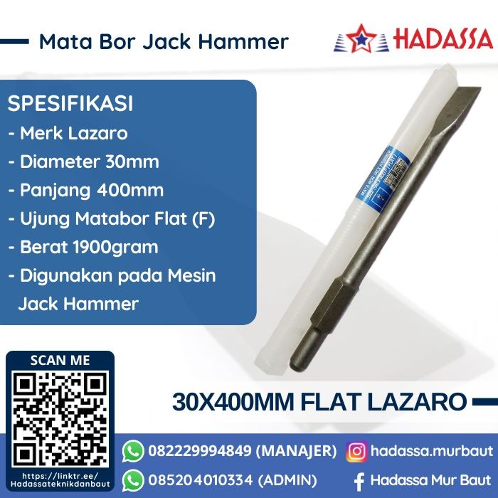 Mata Bor Jack Hammer 30x400mm Flat Lazaro