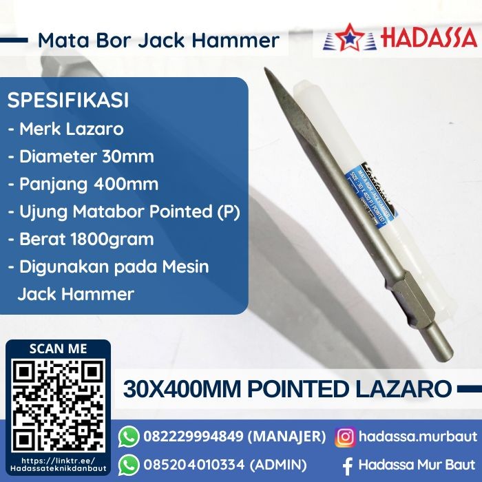 Mata Bor Jack Hammer 30x400mm Pointed Lazaro