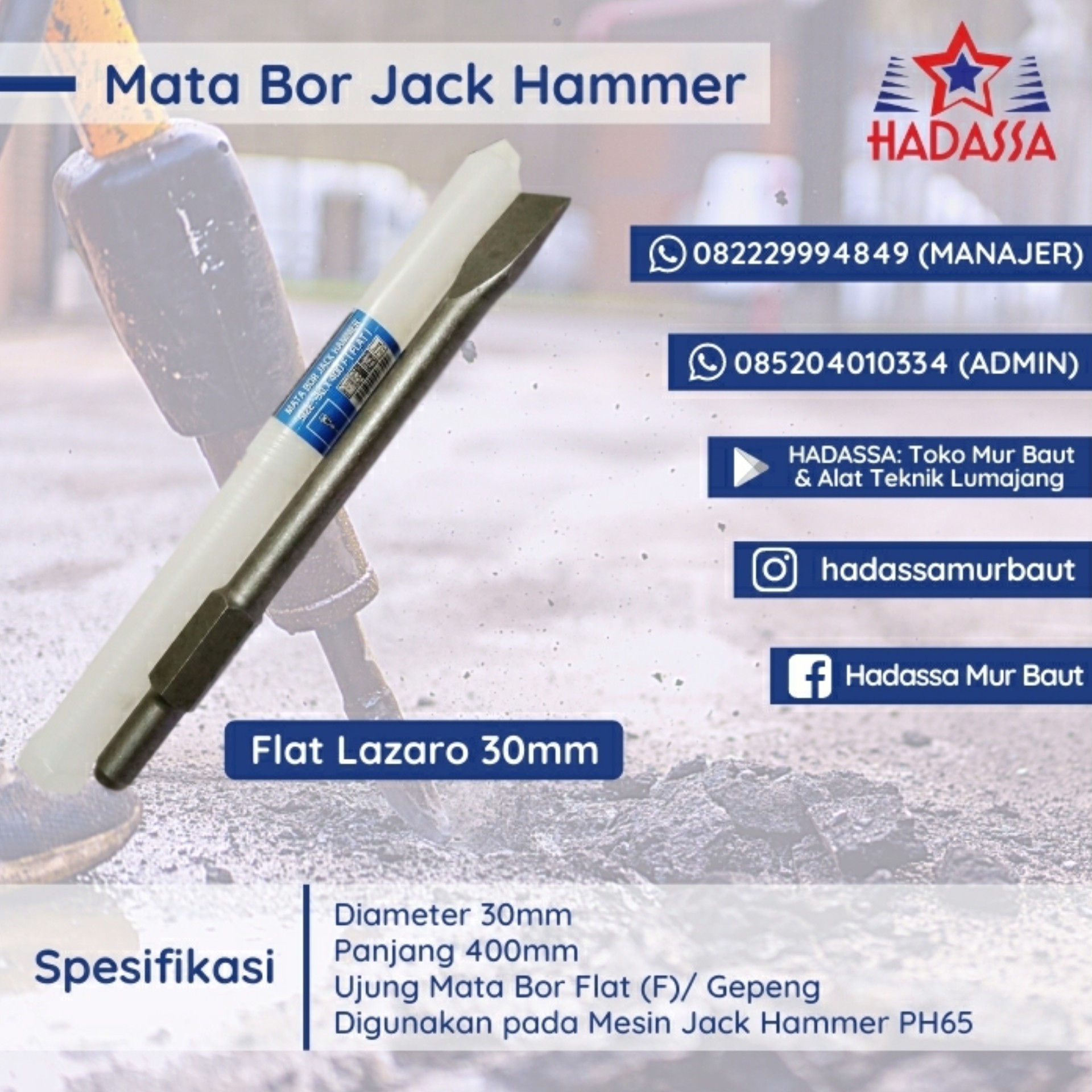 Mata Bor Jack Hammer Flat Lazaro 30mm