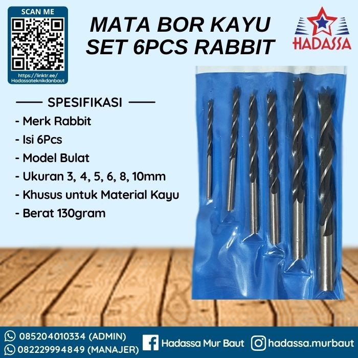 Mata Bor Kayu Set 6Pcs Rabbit