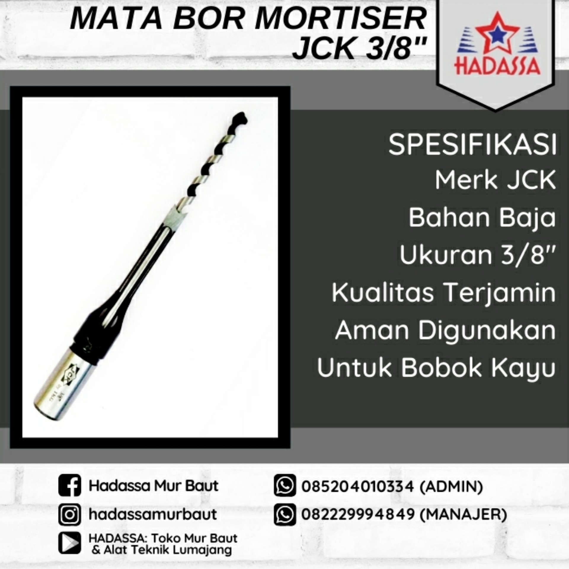 Mata Bor Mortiser JCK 3per8 Inci