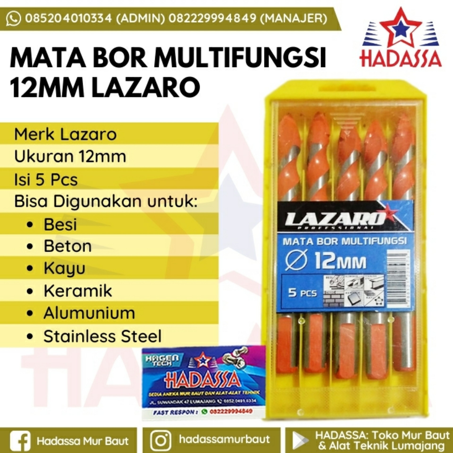 Mata Bor Multifungsi 12mm Lazaro