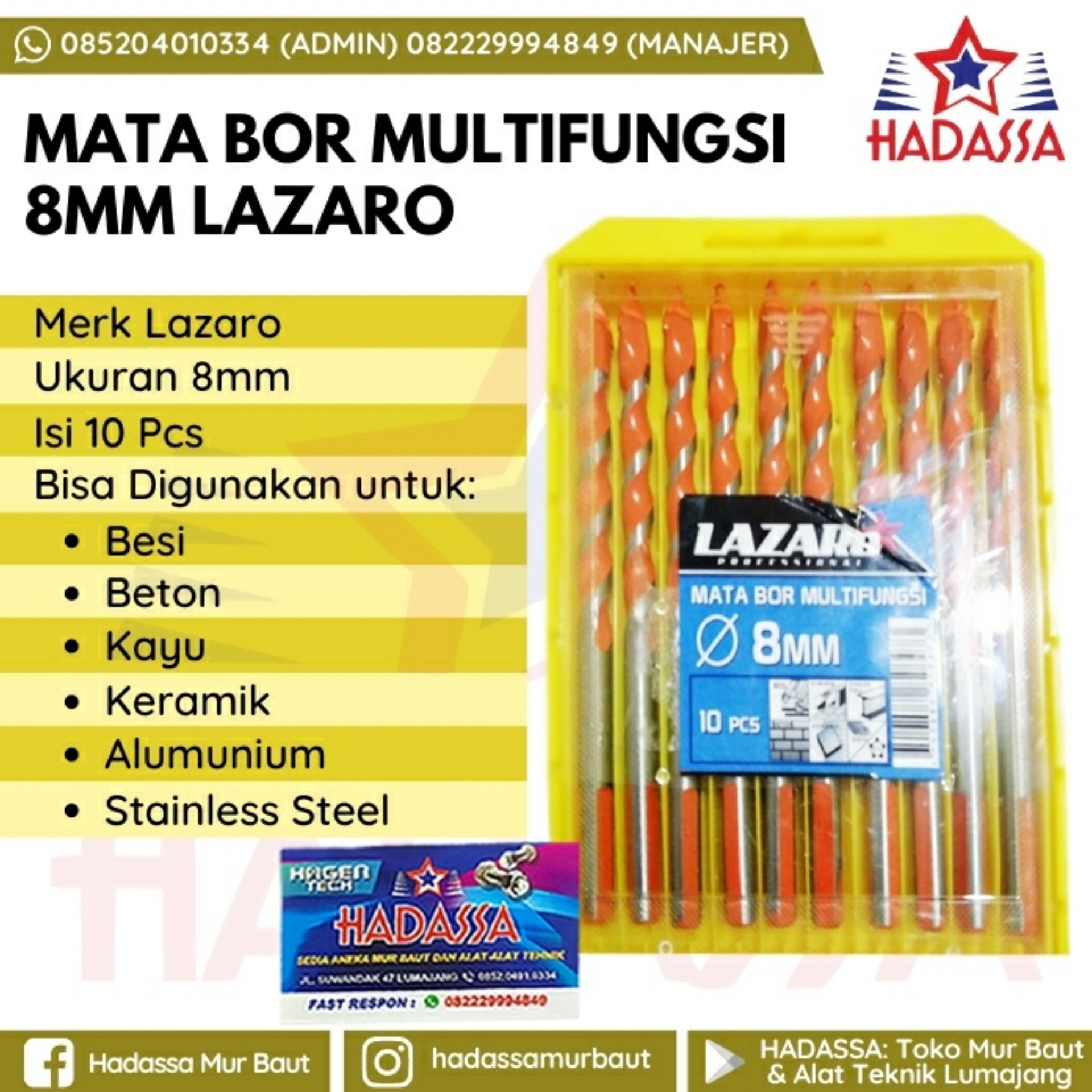 Mata Bor Multifungsi 8mm Lazaro