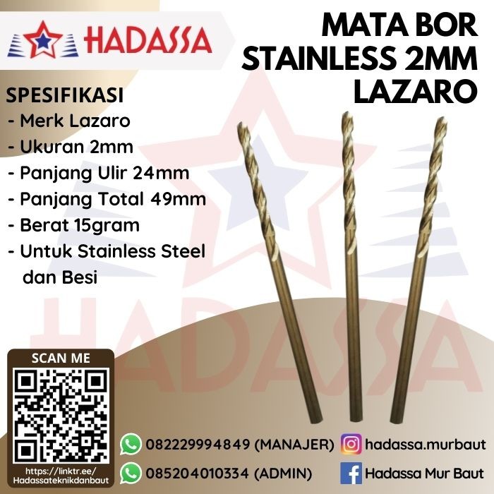 Mata Bor Stainless 2mm Lazaro