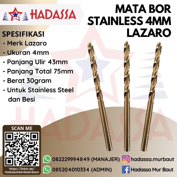 Mata Bor Stainless 4mm Lazaro