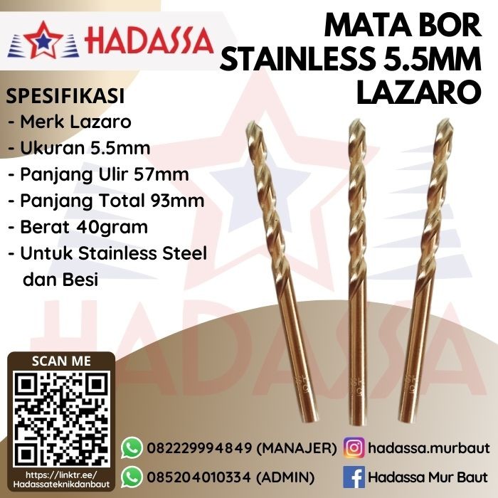 Mata Bor Stainless 5koma5mm Lazaro