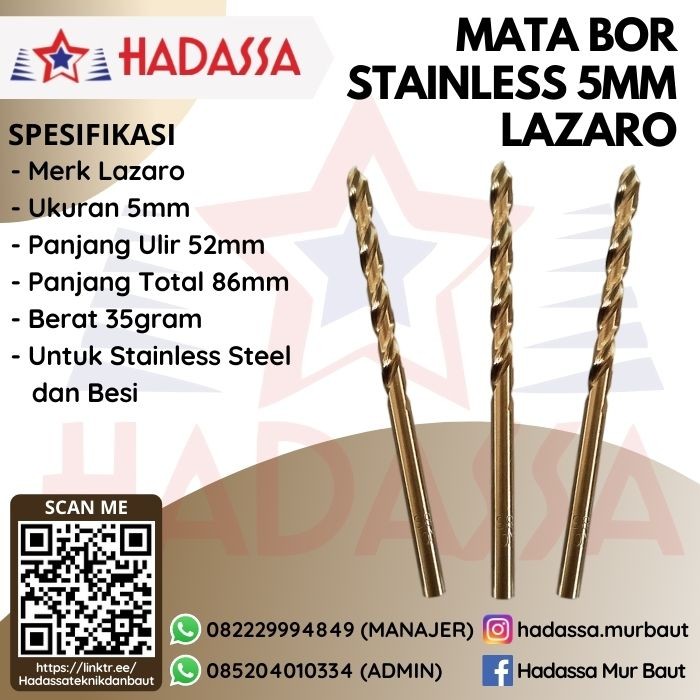 Mata Bor Stainless 5mm Lazaro