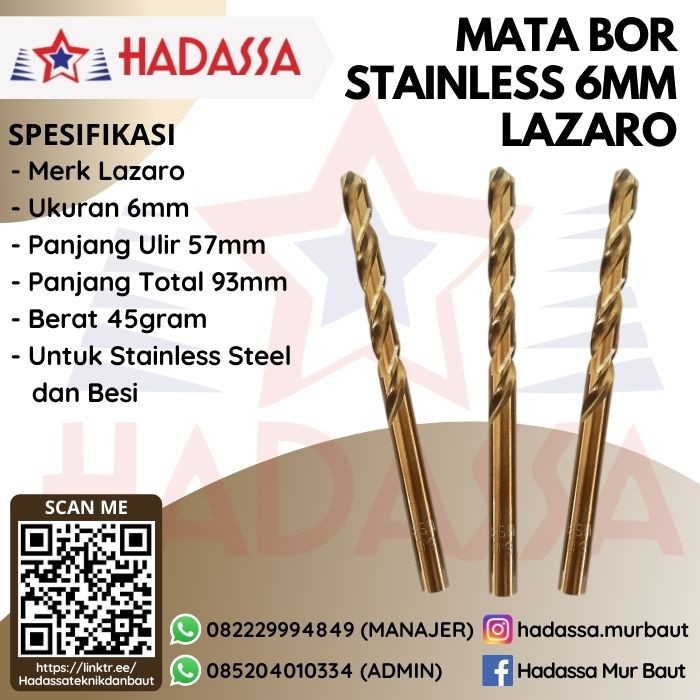 Mata Bor Stainless 6mm Lazaro