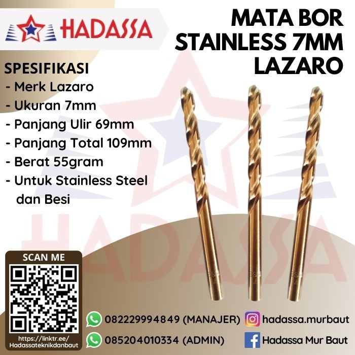 Mata Bor Stainless 7mm Lazaro