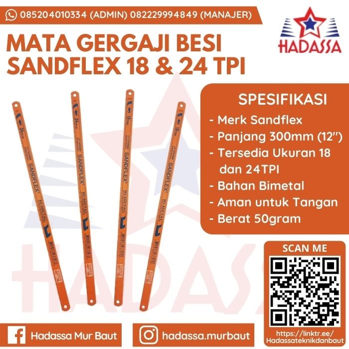 Mata Gergaji Besi Sandflex 18 dan 24 TPI