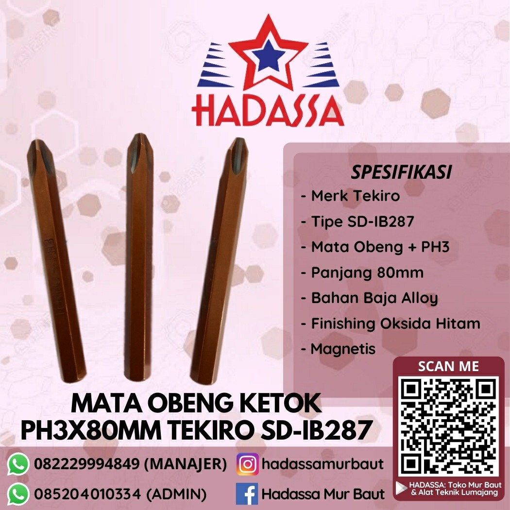 Mata Obeng Ketok PH3X80mm Tekiro SD-IB287