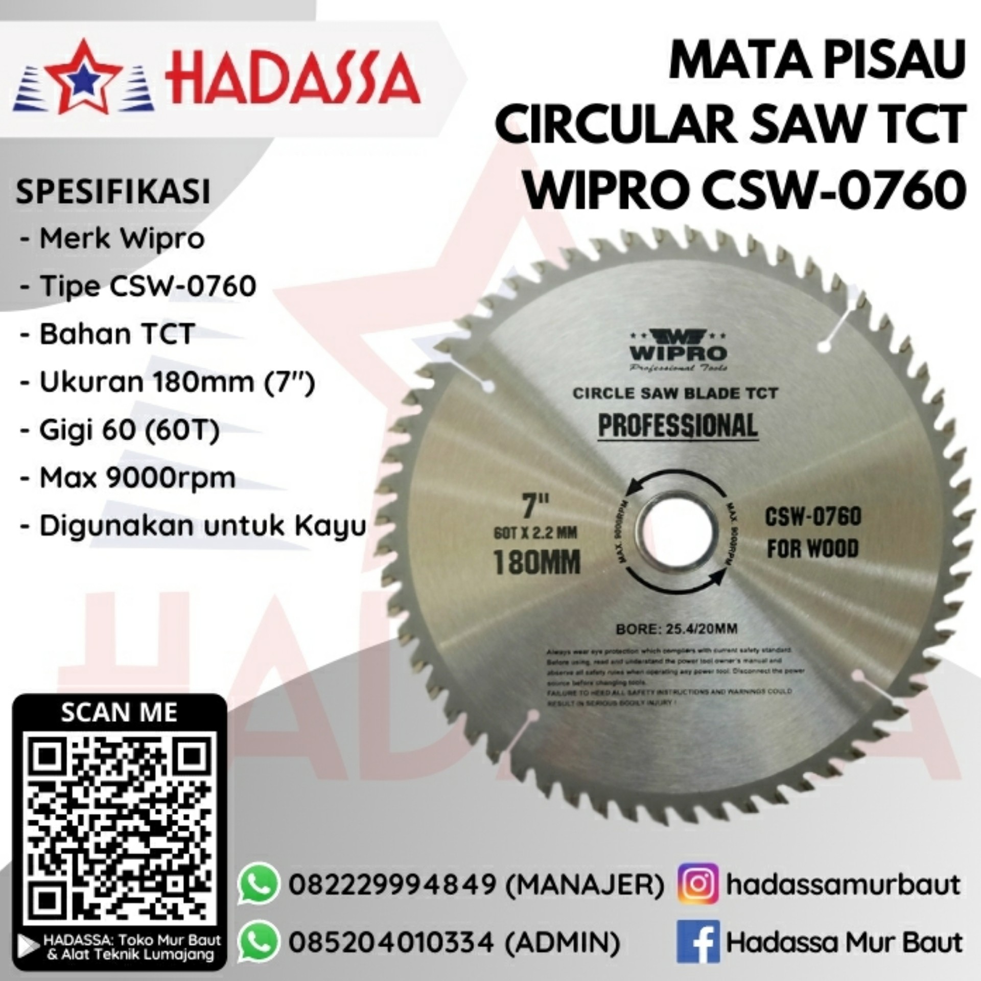 Mata Pisau Circular Saw TCT Wipro CSW-0760