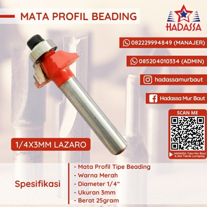 Mata Profil Beading 1per4X3mm Lazaro