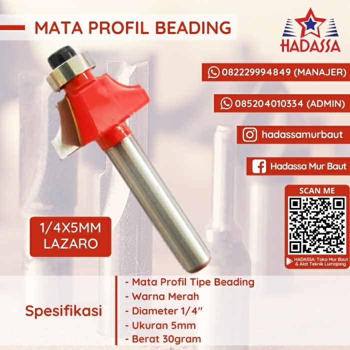 Mata Profil Beading 1per4X5mm Lazaro