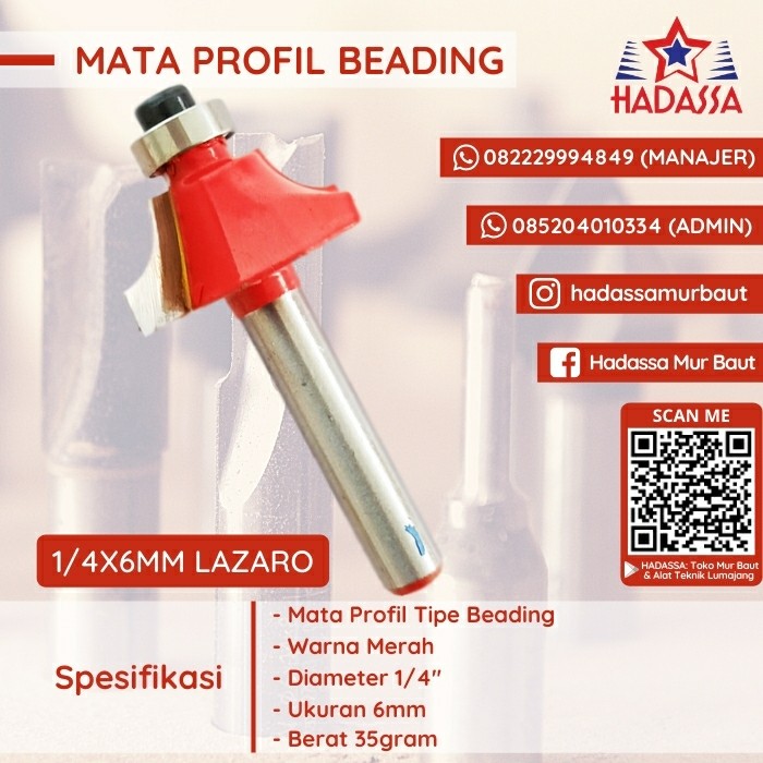 Mata Profil Beading 1per4X6mm Lazaro