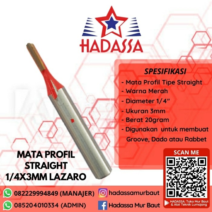 Mata Profil Straight 1per4X3mm Lazaro