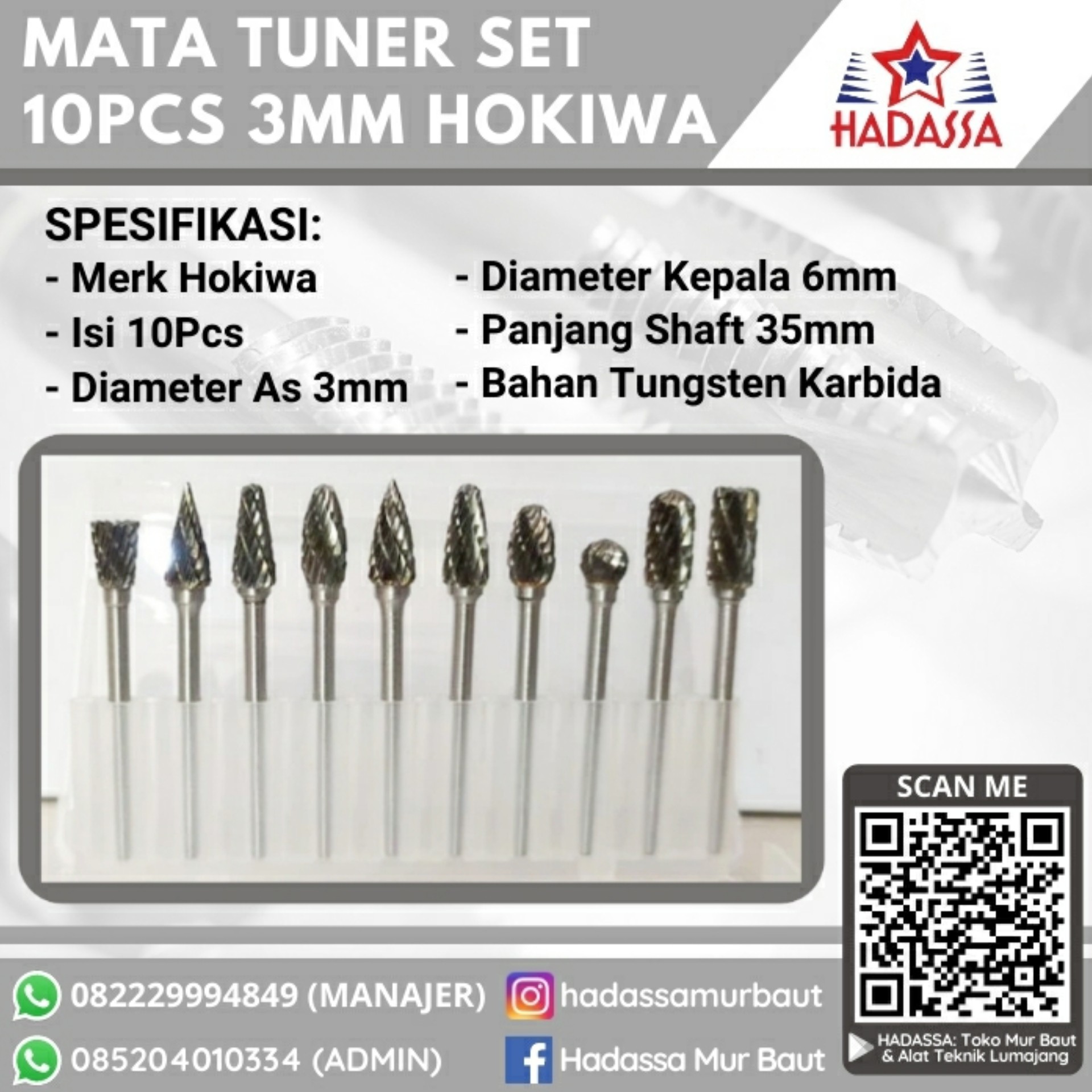 Mata Tuner Set 10pcs 3mm Hokiwa