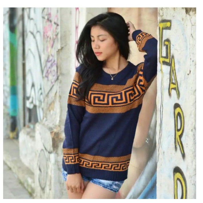 Material  Rajut Tribal Size  All Size Fit To L Model Sweater  S