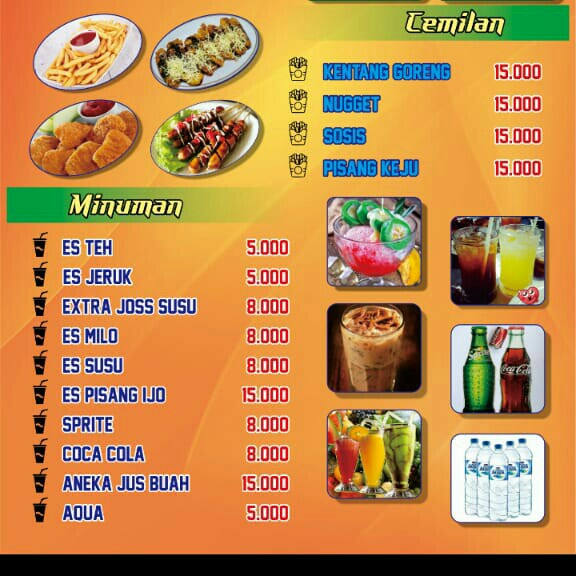 Menu Cemilan Menu Minuman Yng Tersedia