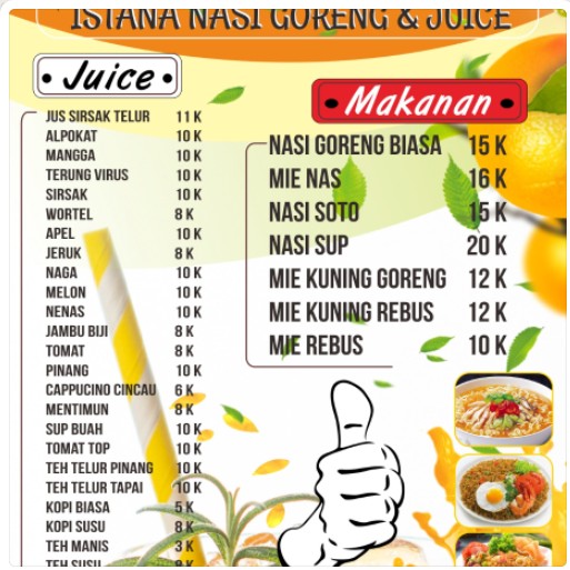 Menu Istana Nasi Goreng