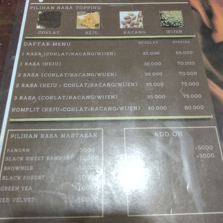 Menu Martabak Areng Acun