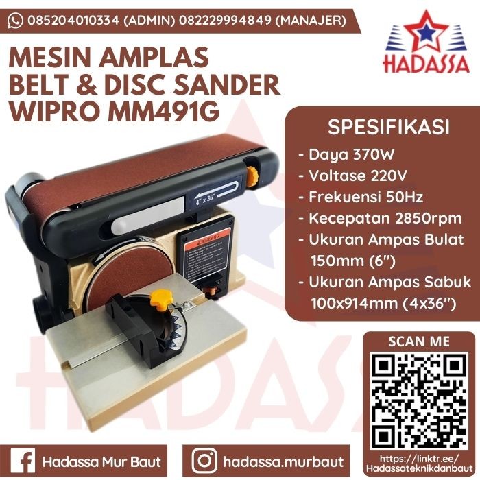 Mesin Amplas Belt  Disc Sander Wipro MM491G