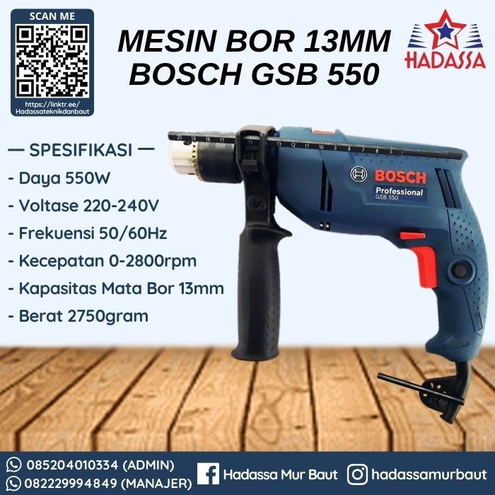 Mesin Bor 13mm BOSCH GSB 550