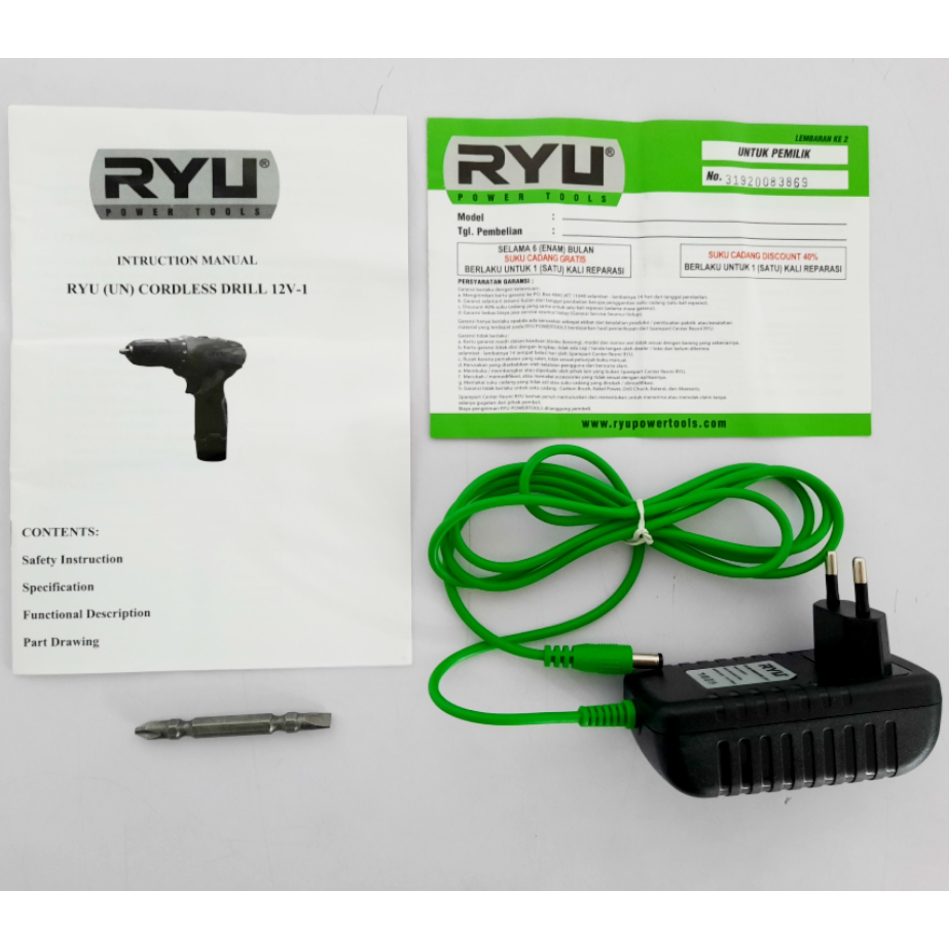 Mesin Bor Cordless Ryu RCD12V-1 3