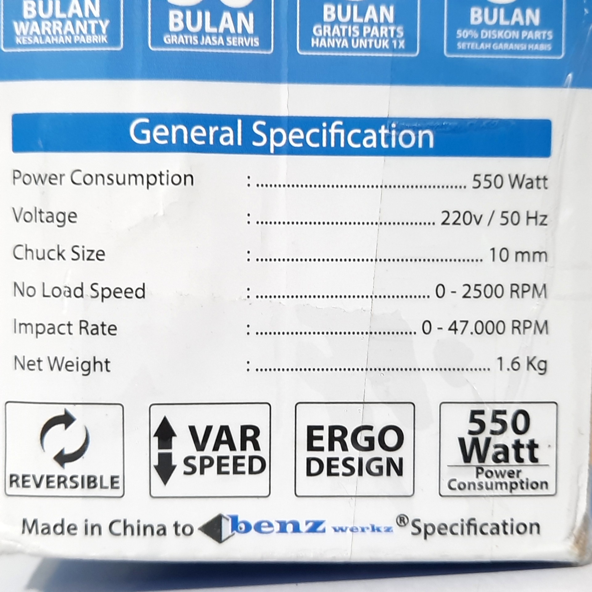 Mesin Bor Impact 10mm Benz BZ-8810RE 5