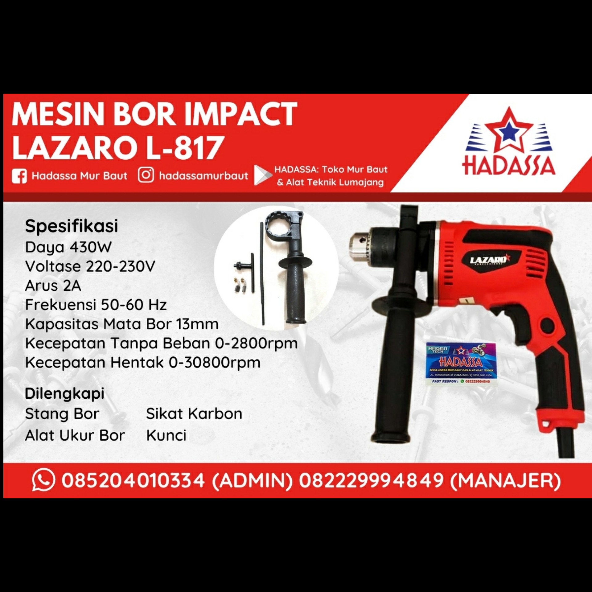 Mesin Bor Impact Lazaro L-817