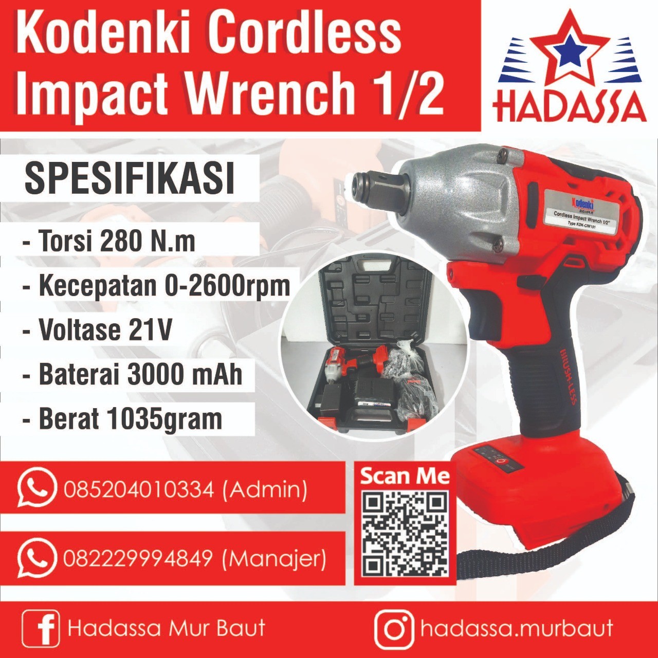 Mesin Bor Impact Wrench Kodenki