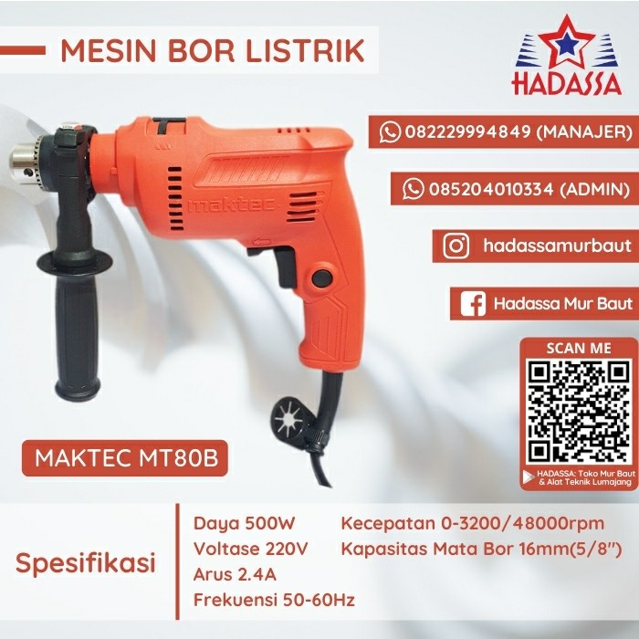 Mesin Bor Listrik Maktec MT80B