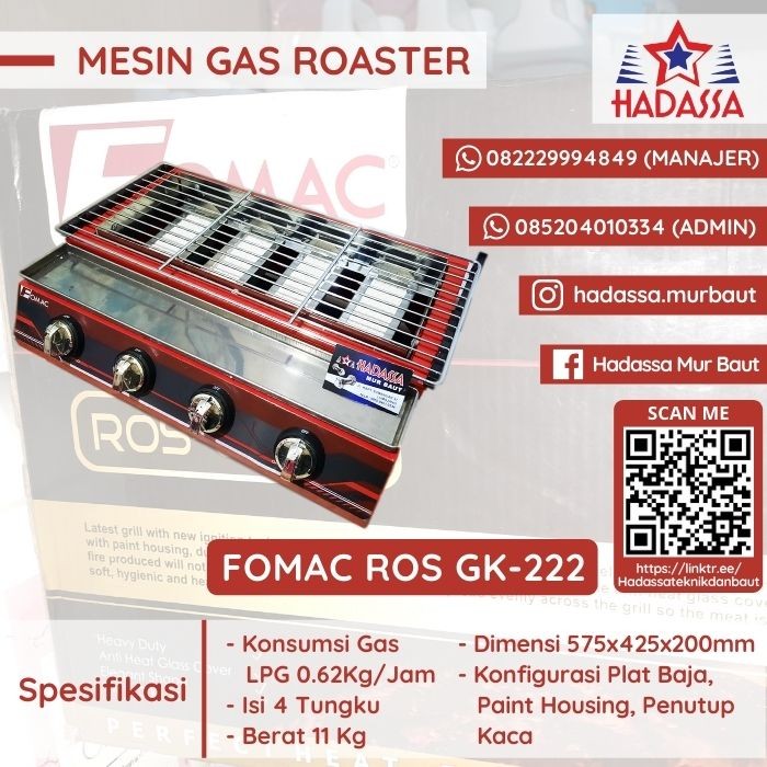 Mesin Gas Roaster Fomac ROS GK-222
