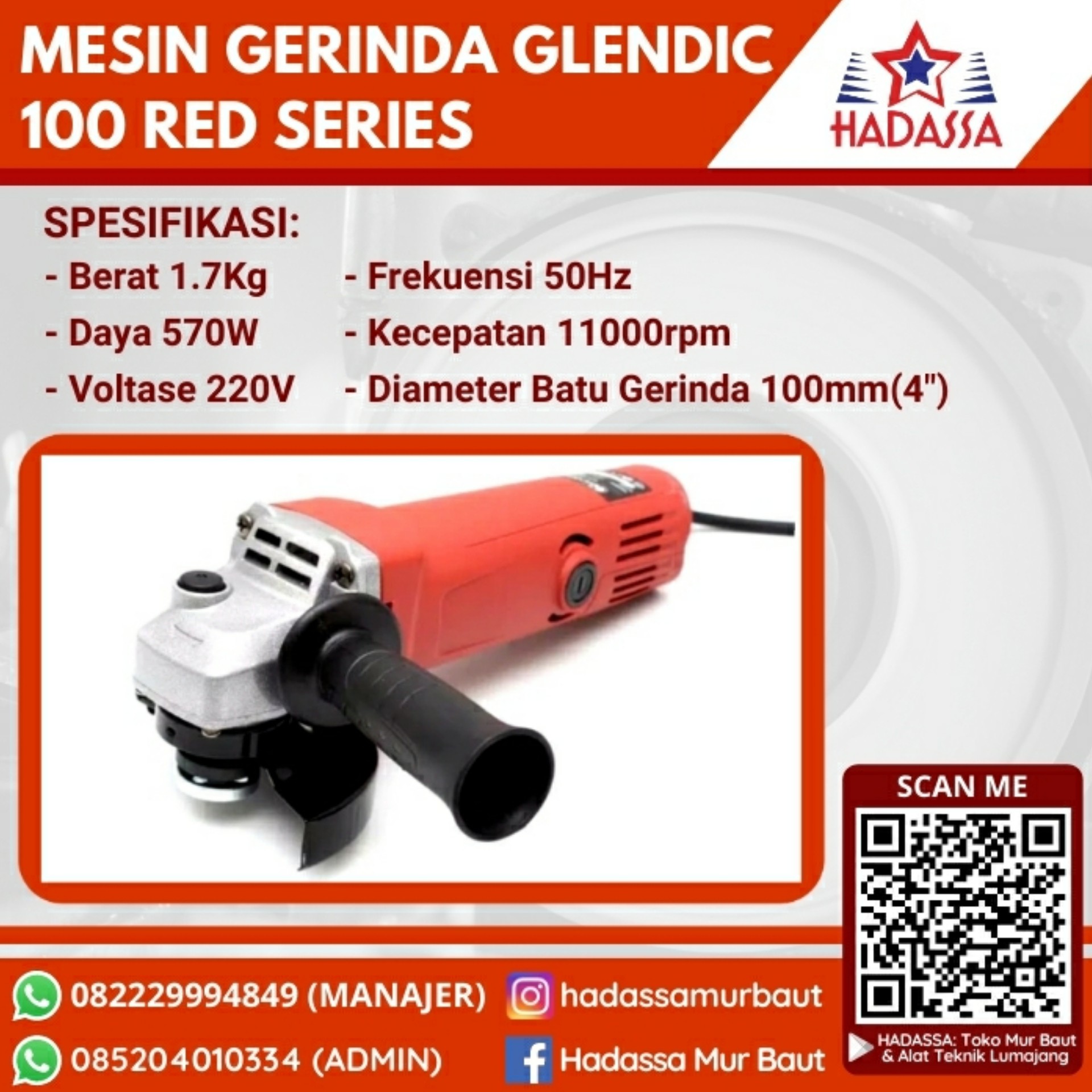 Mesin Gerinda Glendic 100 Red Series