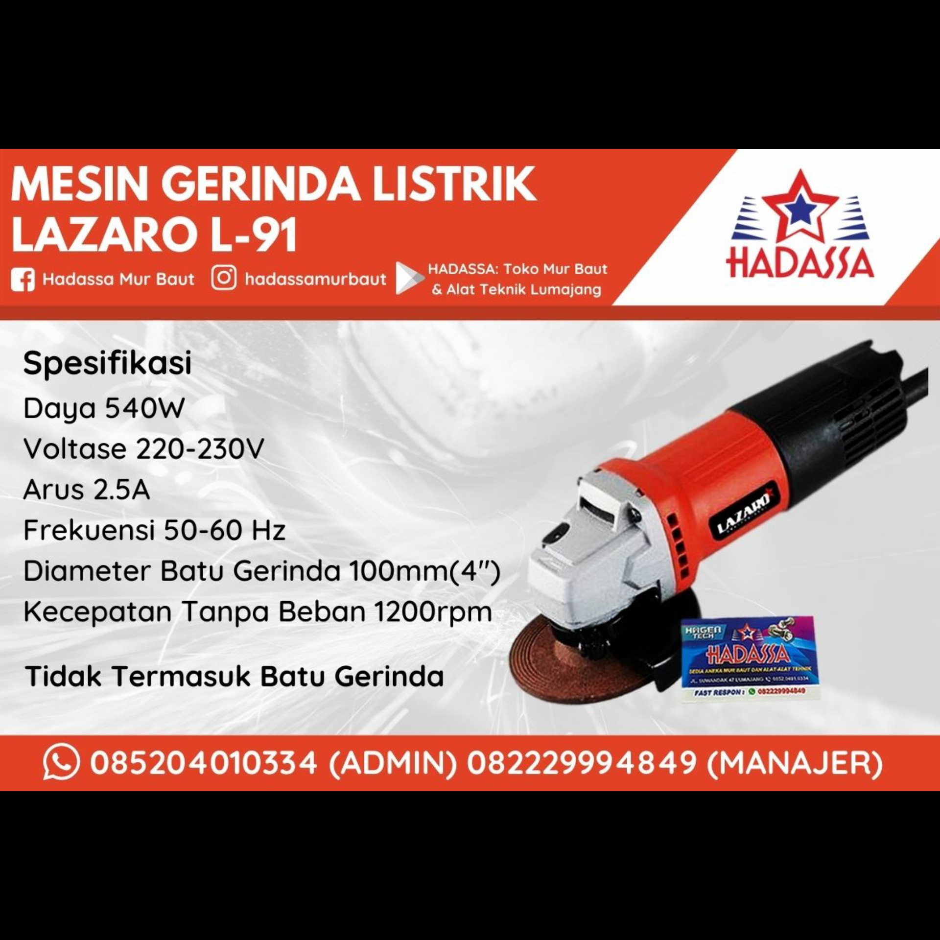 Mesin Gerinda Listrik Lazaro L-91