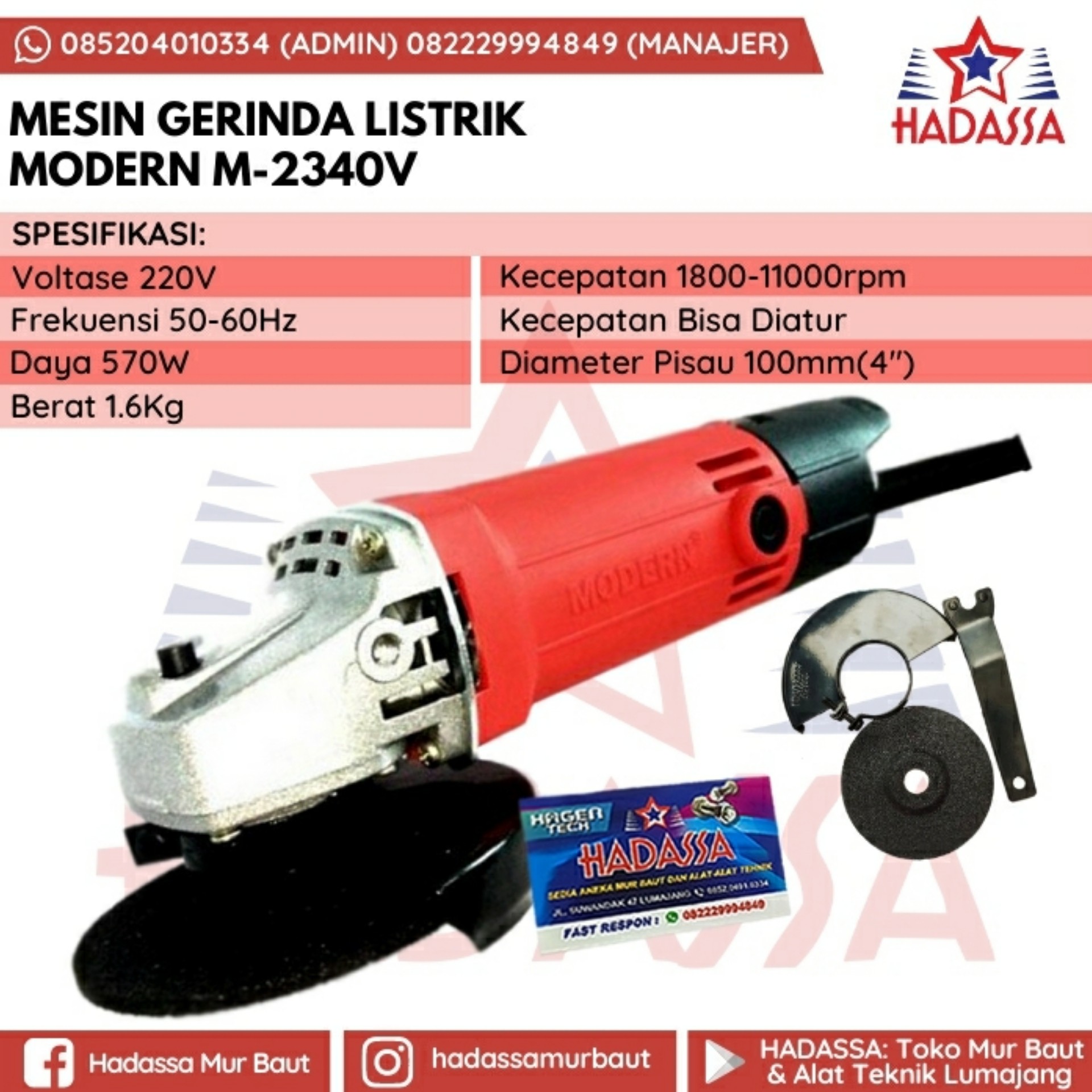 Mesin Gerinda Listrik Modern M-2340V