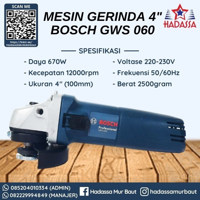 Mesin Gerinda Tangan 4 Inci BOSCH GWS 060