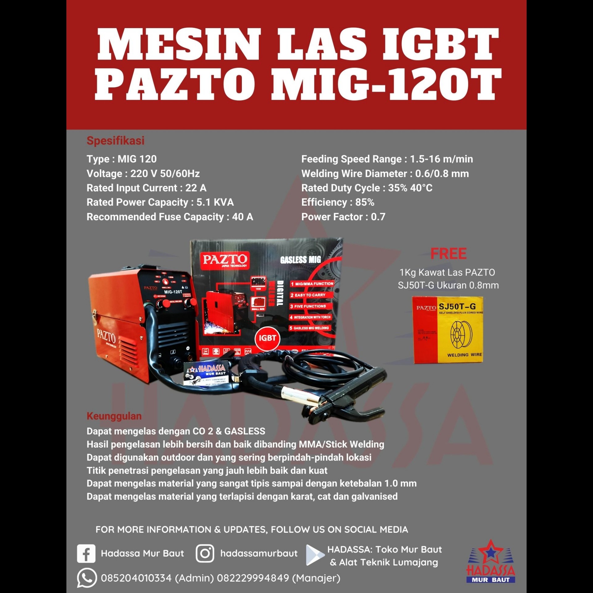 Mesin Las IGBT Pazto MIG-120T