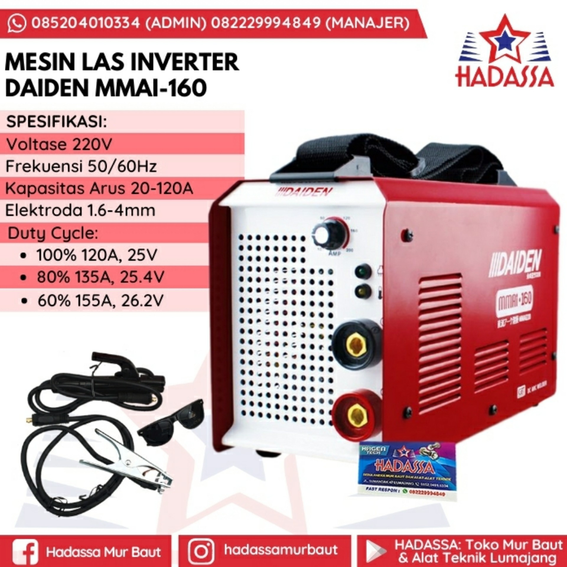Mesin Las Inverter Daiden MMAi160