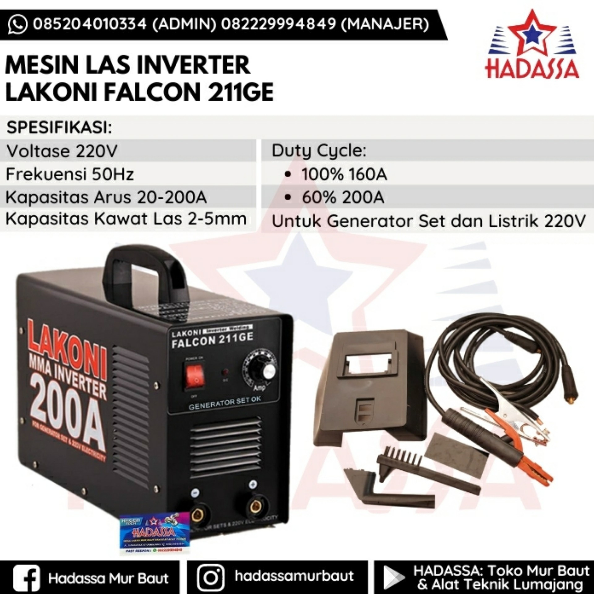 Mesin Las Inverter Lakoni Falcon 211GE