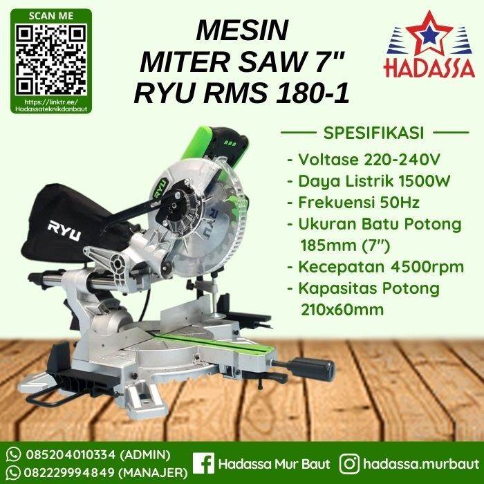 Mesin Miter Saw 7 Inci Ryu RMS 180-1